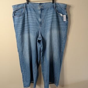 NWT‎ Old Navy Mid-Rise Baggy Wide Leg Jeans Womens 24 Drapey Denim Light Wash